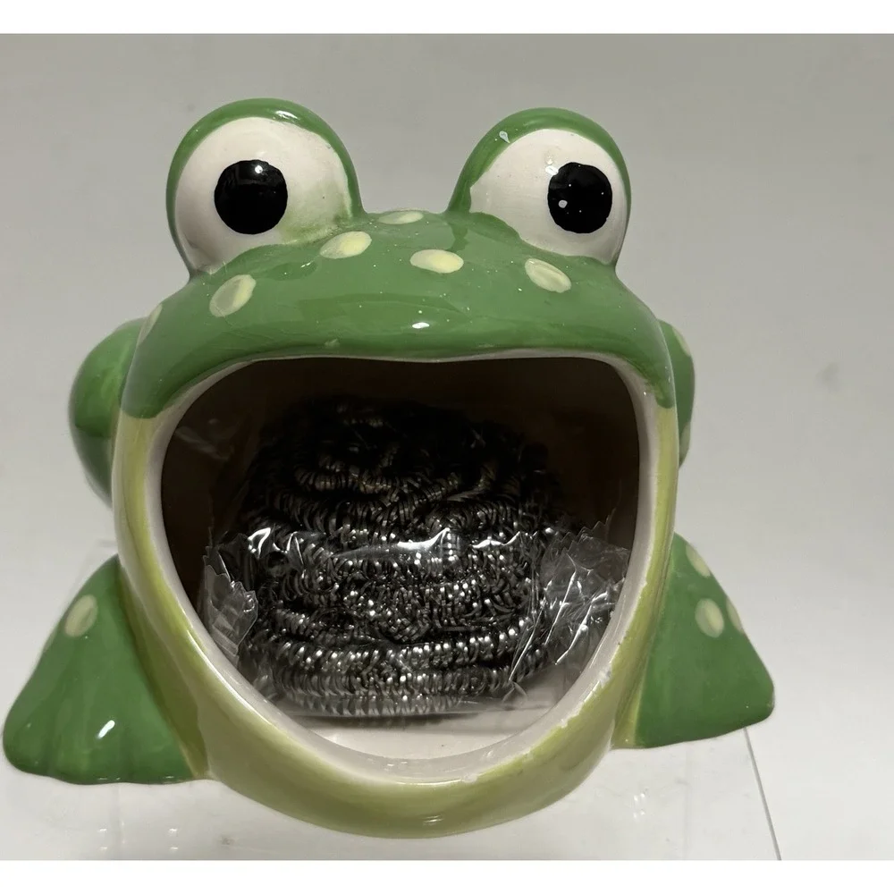 VTG 2001 Ceramic Frog Sponge Holder Boston Warehouse Trading Corp